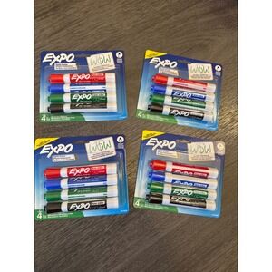 Lot of 4 Expo Low Odor Dry Erase Markers Chisel Tip 4-Pack Assorted Colors